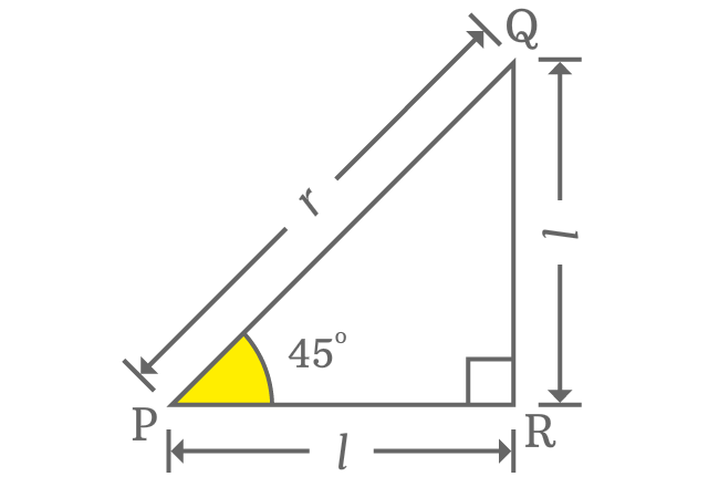 right triangle with 45 degrees angle