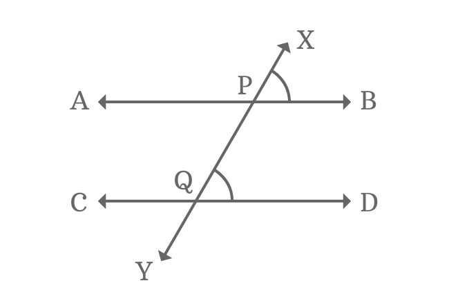 equal corresponding angles of transversal of parallel lines