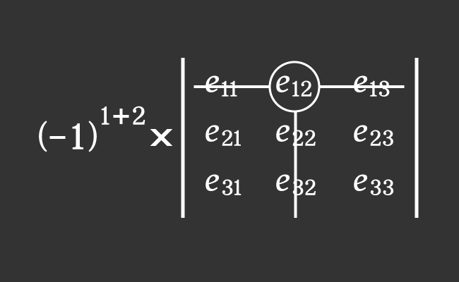 cofactor of entry in first row second column of 3x3 matrix