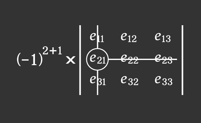 cofactor of entry in second row first column in 3x3 matrix