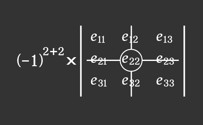 cofactor of entry in second row second column in matrix of order 3