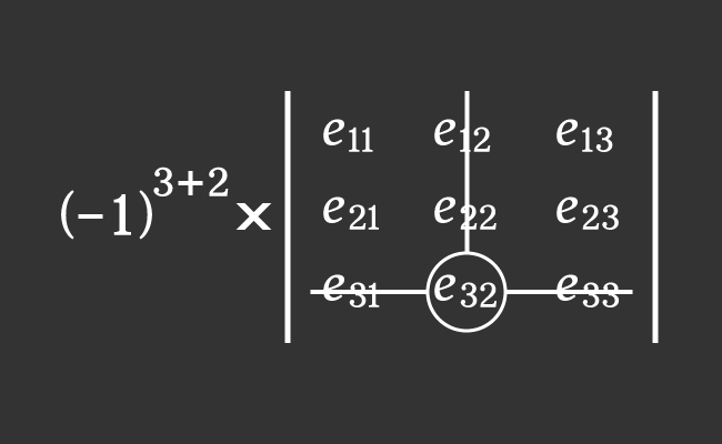 cofactor of entry in third row second column in 3x3 matrix