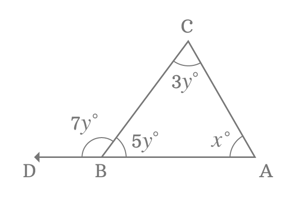 Find X If Angles Of Triangle Are X 3y And 5y And 7y In Degrees