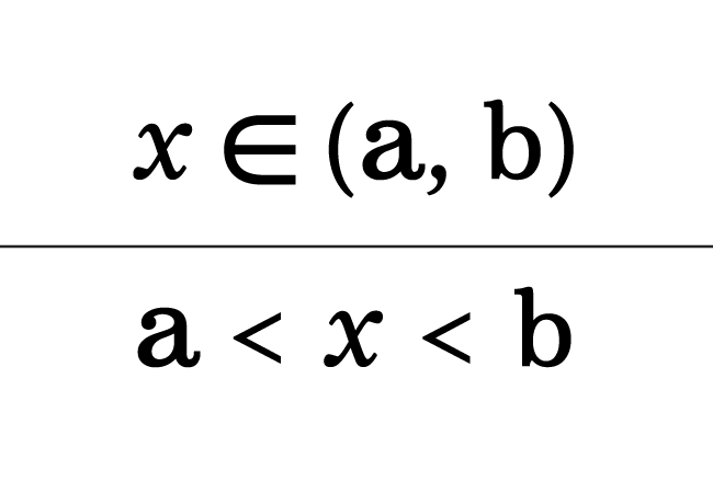 mathematical representation of an open interval