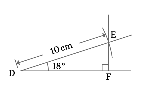 construction of right angled triangle with 18 degrees angle