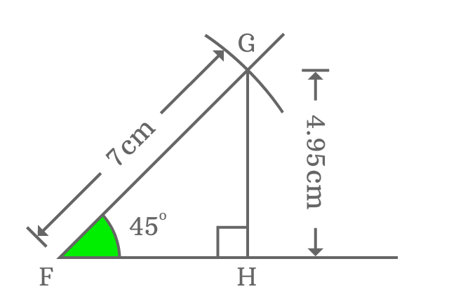 Measuring opposite side of right triangle when angle is 45 degrees