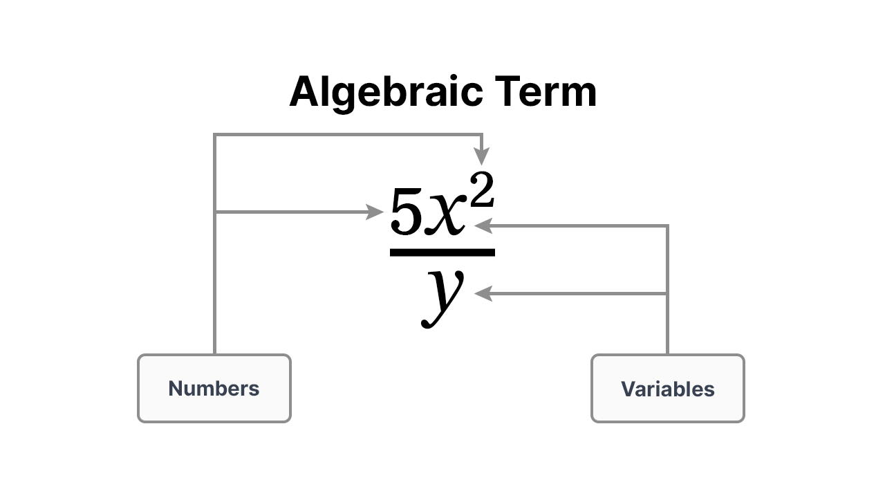 Algebraic term diagram with coefficient, variable, and constant
