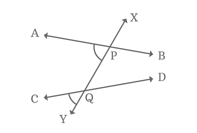 equal corresponding angles of transversal of nonparallel lines