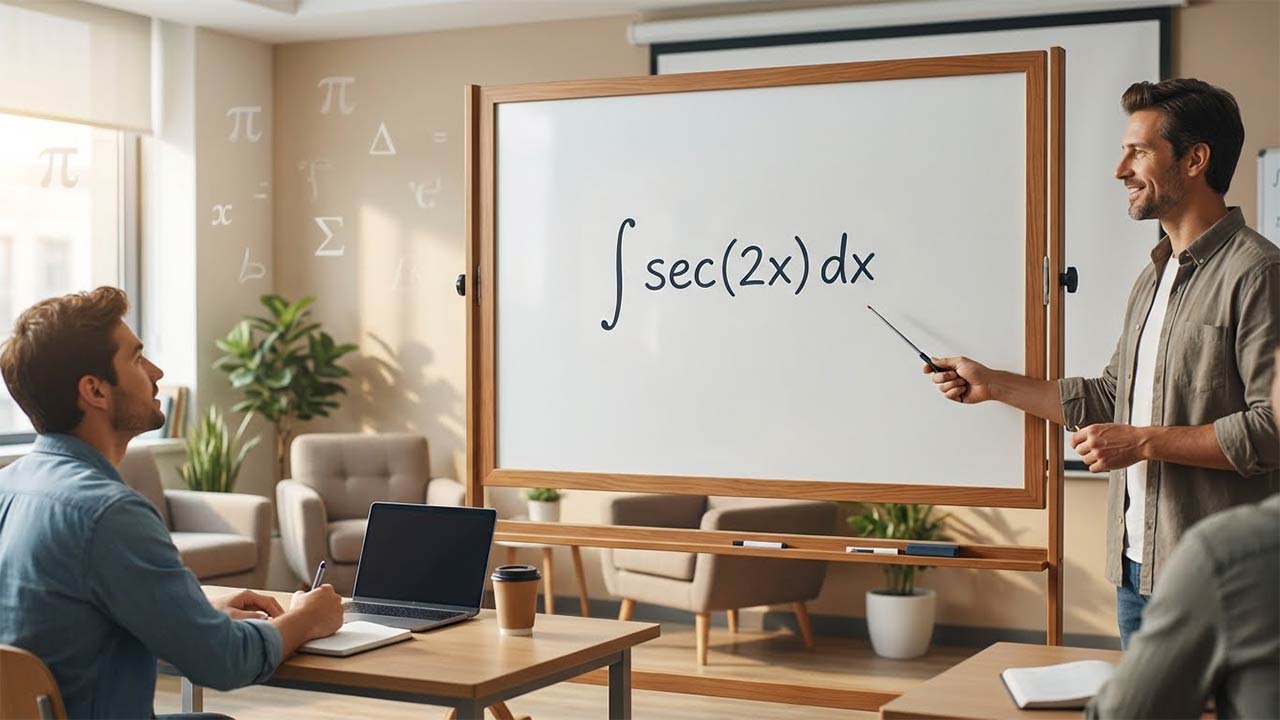 Step by step solution for the integral of sec(2x) with respect to x using substitution and standard formula