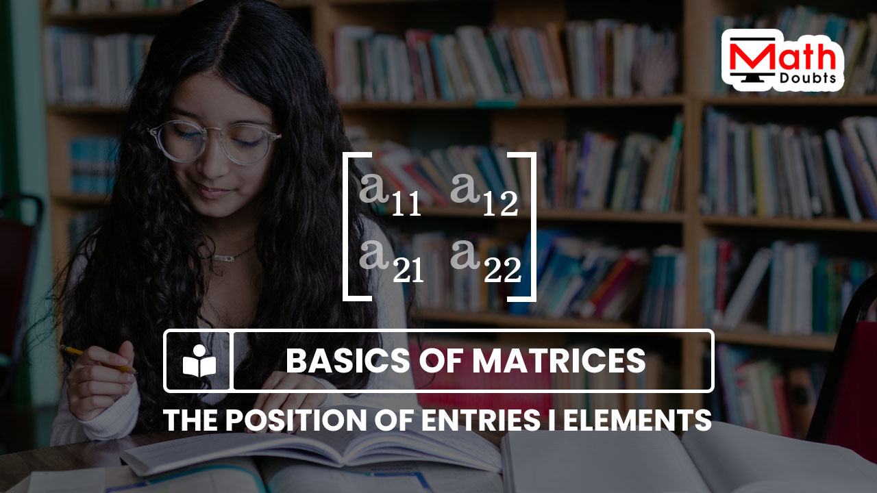 position of an element or entry in a matrix